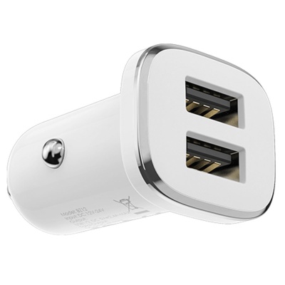 Автомобильное зарядное устройство BOROFONE BZ12 Lasting power, 2xUSB, 2.1A, белый