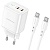 Сетевое зарядное устройство BOROFONE BN9 Reacher 2xUSB-C с Кабелем Type-C - Type-C, 35W, белый