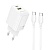 Сетевое зарядное устройство BOROFONE BN29 Fuente 1xUSB + 1xUSB-C с Кабелем Type-C - Type-C, 3A, 30W, белый