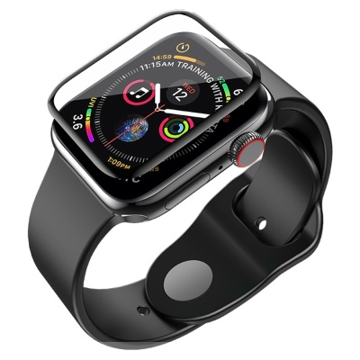 Защитное стекло HOCO Tempered Glass для Apple Watch 4, Full Glue 3D, 44mm, прозрачный+черная рамка