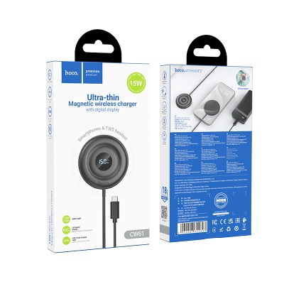 Беспроводное зарядное устройство HOCO CW61 Phantom с Кабелем Type-C, 5W/7.5W/10W/15W, черный