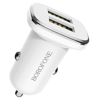 Автомобильное зарядное устройство BOROFONE BZ12 Lasting power, 2xUSB, 2.1A, белый